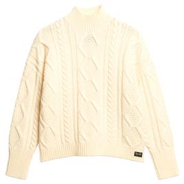 Superdry Cable High Neck Sweater Branco M Mulher