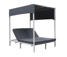 Cama con dosel para exterior barbados de aluminio con cojines