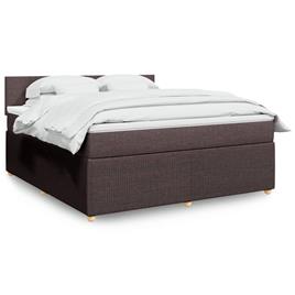  - vidaXL Cama com molas/colchão 180x200 cm tecido castanho-escuro