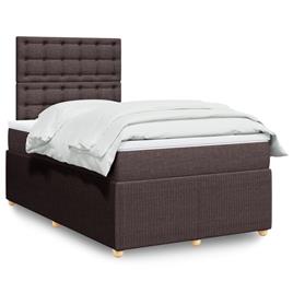 - vidaXL Cama com molas/colchão 120x200 cm tecido castanho-escuro
