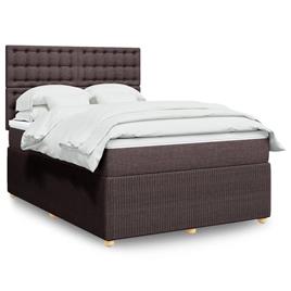  - vidaXL Cama com molas/colchão 140x200 cm tecido castanho-escuro