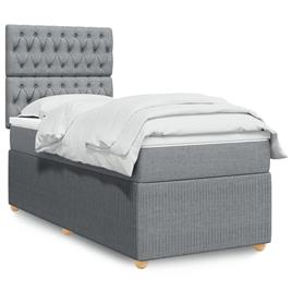 vidaXL Cama com molas/colchão 90x200 cm tecido cinza-claro