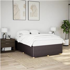  - vidaXL Estrutura de cama sem colchão 140x200 cm tecido castanho-escuro