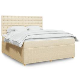 vidaXL Cama com molas/colchão 180x200 cm tecido cor creme