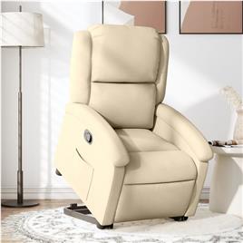 vidaXL Poltrona reclinável elevatória tecido cor creme