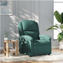 vidaXL Poltrona reclinável tecido verde-escuro