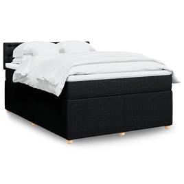 vidaXL Cama com molas/colchão 160x200 cm tecido preto