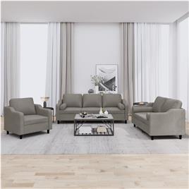 vidaXL 3 pcs conjunto de sofás com almofadas tecido cinza-acastanhado