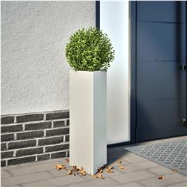 vidaXL Vaso/floreira de jardim triangular 30x26x75 cm aço branco