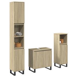 vidaXL 3 pcs conj. móveis casa banho derivados madeira carvalho sonoma
