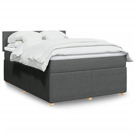 vidaXL Cama com molas/colchão 160x200 cm tecido cinzento-escuro