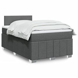 vidaXL Cama com molas/colchão 120x200 cm tecido cinzento-escuro