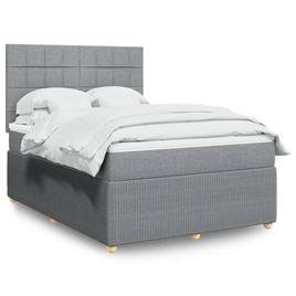 vidaXL Cama com molas/colchão 140x190 cm tecido cinzento-claro