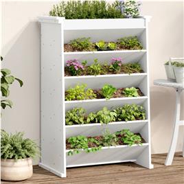 vidaXL Floreira p/ ervas c/ 6 prat. 69x40x101,5 cm pinho maciço branco