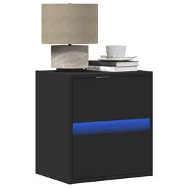 vidaXL Mesas de cabeceira de parede com luzes LED 2 pcs preto