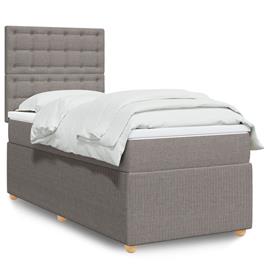 vidaXL Cama com molas/colchão 100x200 cm tecido cinza-acastanhado