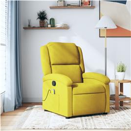 vidaXL Poltrona de massagens reclinável veludo amarelo