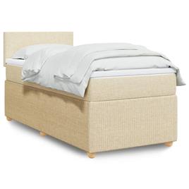 vidaXL Cama com molas/colchão 90x200 cm tecido cor crème