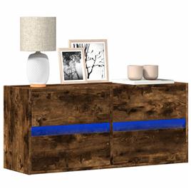vidaXL Móvel de parede p/ TV c/ luzes LED 100x31x45 cm carvalho fumado