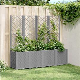 vidaXL Vaso/floreira jardim c/ treliça 160x40x140 cm PP cinzento-claro