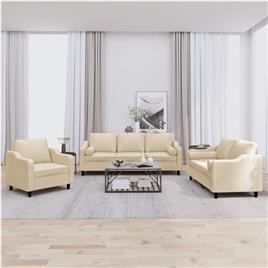 vidaXL 3 pcs conjunto de sofás com almofadas tecido cor creme