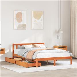 vidaXL Cama sem colchão 120x190 cm madeira pinho maciça castanho-mel