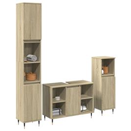 vidaXL 3 pcs conj. móveis casa banho derivados madeira carvalho sonoma