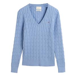 Gant Stretch Cable V Neck Sweater Azul XS Mulher