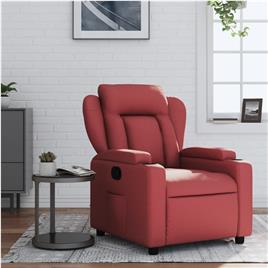vidaXL Poltrona reclinável couro artificial vermelho tinto