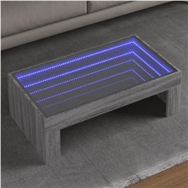vidaXL Mesa de centro luzes LED Infinity 90x50x30 cm cinzento sonoma