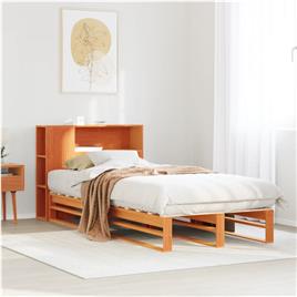 vidaXL Cama com estante sem colchão 100x200 cm madeira maciça