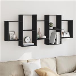 vidaXL Prateleira de parede 159x18x65 cm derivados de madeira preto