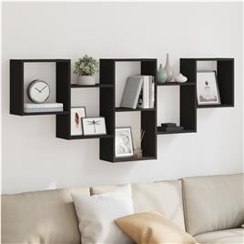 vidaXL Prateleira de parede 159x18x66 cm derivados de madeira preto