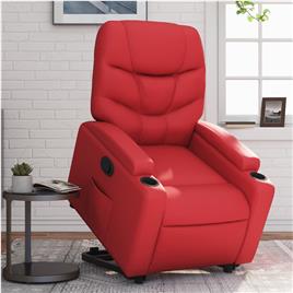 vidaXL Poltrona reclinável elevatória couro artificial vermelho