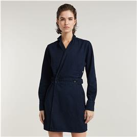 G-star Wrap Long Sleeve Dress Azul S Mulher