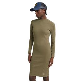 G-star Ergonomic Slim Rib Long Sleeve Dress Verde S Mulher