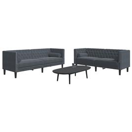 vidaXL 2 pcs conj. de sofás chesterfield com rolos veludo cinza-escuro