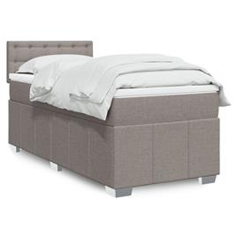 vidaXL Cama com molas/colchão 90x200 cm tecido castanho-acinzentado