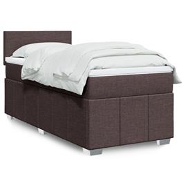 vidaXL Cama com molas/colchão 100x200 cm tecido castanho-escuro