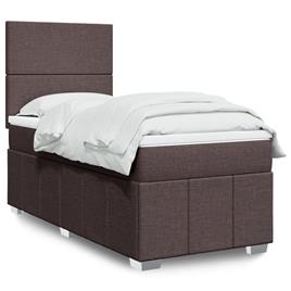 vidaXL Cama com molas/colchão 90x190 cm tecido castanho-escuro
