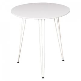 HOMCOM Mesa de Sala de Jantar Redonda com Pés em Forma de Garfo Metálicos Estilo Moderno para Cozinha Sala de Estar Cafeteria Ø70x75cm Branco