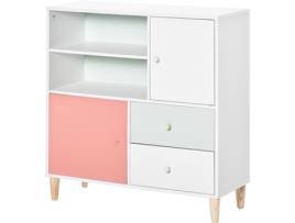 Cómoda Infantil HOMCOM 311-029PK (Branco - Madeira - 80x30x85 cm)