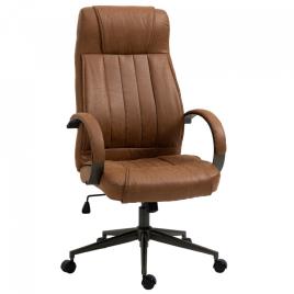 Vinsetto Cadeira de Escritório Ergonômica Giratória com Altura Ajustável Apoio para a Cabeça Apoio para o Braço e Encosto Acolchoado 61,5x52,5x118-126cm Marrom