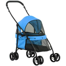 Carrinho de Passeio para Cães e Gatos com Janela de Malha Almofada Lavável Arnês de Segurança 82x47x97cm