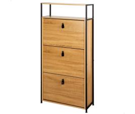 Max home sapateira de corredor em madeira e aço com 3 gavetas