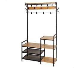 Max home sapateira de entrada em madeira e aço com 4 prateleiras
