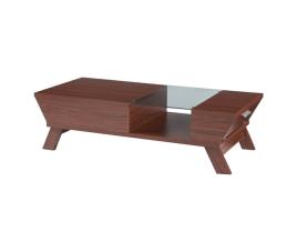 Mesa de centro ljusdal compartimentos aglomerado/vidro [en.casa] 55x120