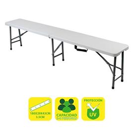 Sungarden Banco de Resina Plegable 180x29x43cm 3.5cm - Color Blanco