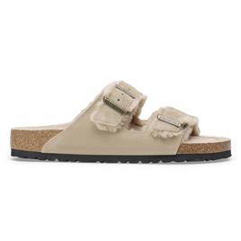 Chinelos em pele, forro em pelo, Arizona Fell, Birkenstock