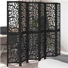 vidaXL Biombo com 6 painéis madeira de paulownia maciça preto